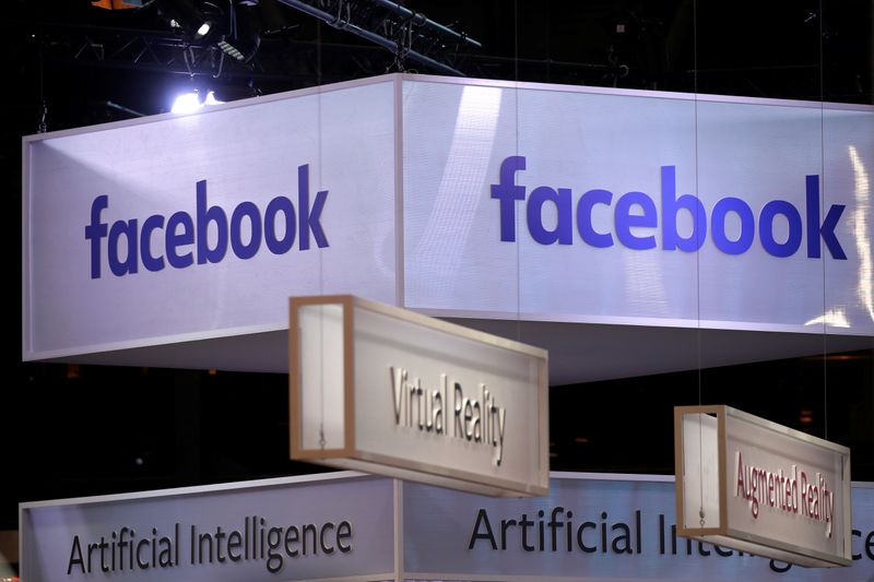 Logo of Fcebook is seen at VivaTech fair in Paris