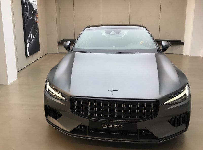 FILE PHOTO: Polestar 1 hybrid car is displayed in the Polestar Space center in Oslo