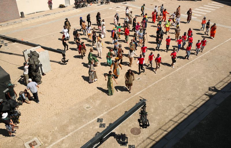 South African actors rehearse their