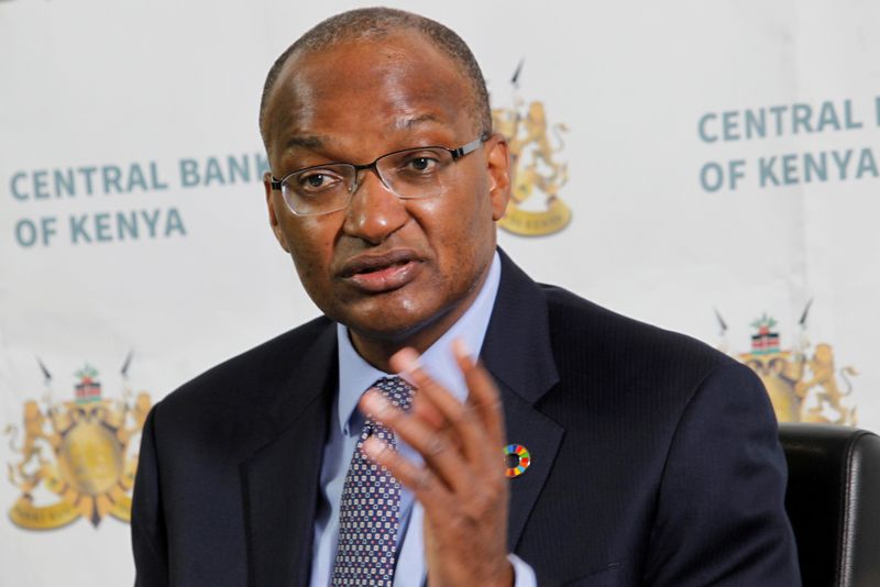FILE PHOTO: Kenya Central Bank Governor Patrick Njoroge addresses a news conference at the Central Bank of Kenya headquarters in Nairobi