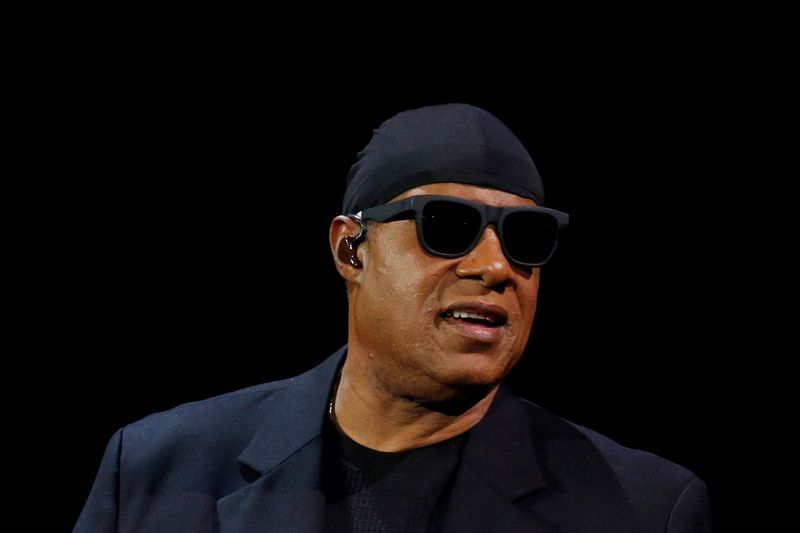 FILE PHOTO: Singer Stevie Wonder speaks during the 2017 Global Citizens Festival at Central Park in New York