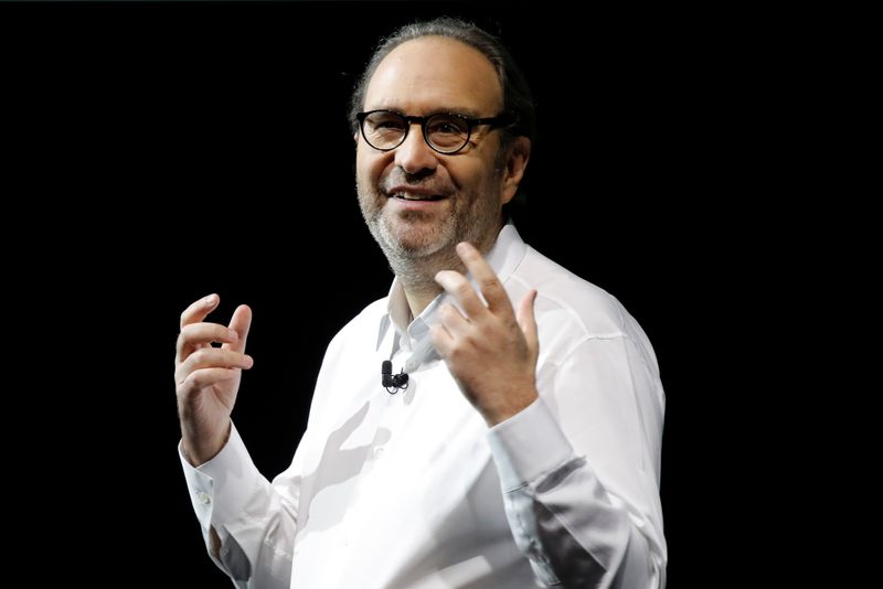 Xavier Niel, founder of French broadband Internet provider Iliad presents the new set-top box, the Freebox Delta, in Paris