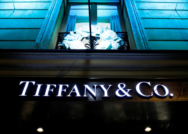 FILE PHOTO: A Tiffany & Co. logo is seen outside a store in Paris