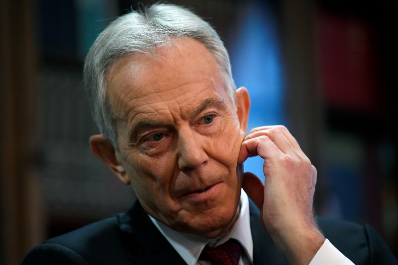 FILE PHOTO: Former British Prime Minister Tony Blair speaks at the Hallam Conference Centre in London