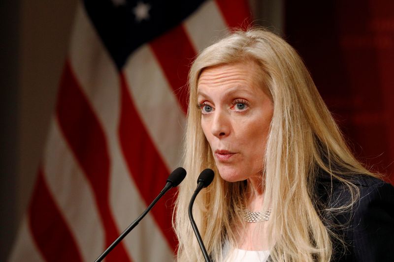 Federal Reserve Board Governor Lael Brainard speaks at the John F. Kennedy School of Government at Harvard University in Cambridge