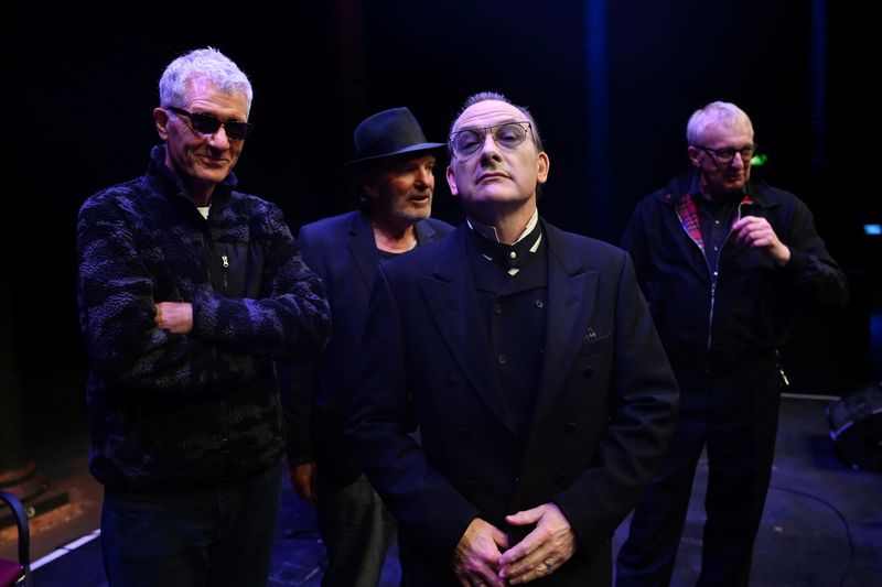 British punk band The Damned pose for a picture as they mark the group's re-launch with its original members in London