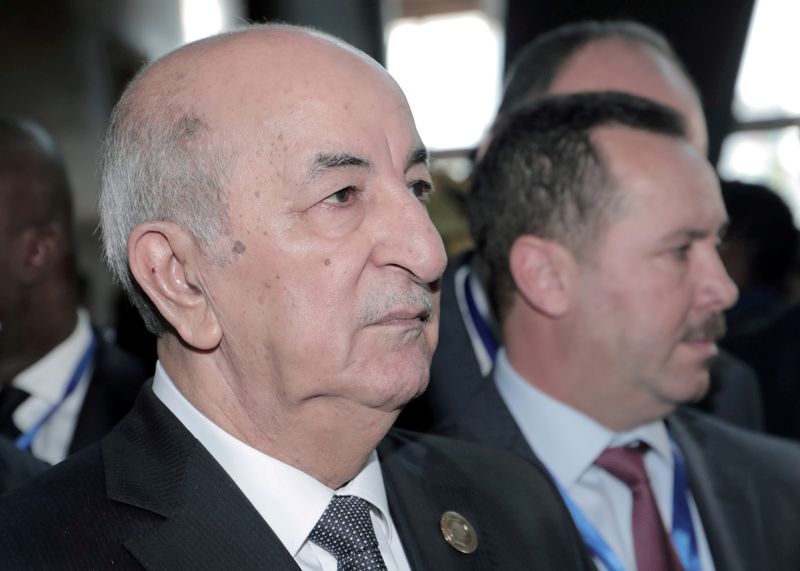 FILE PHOTO: Algerian President Abdelmadjid Tebboune arrives for the opening of the 33rd Ordinary Session of the Assembly of the Heads of State and the Government of the African Union (AU) in Addis Ababa