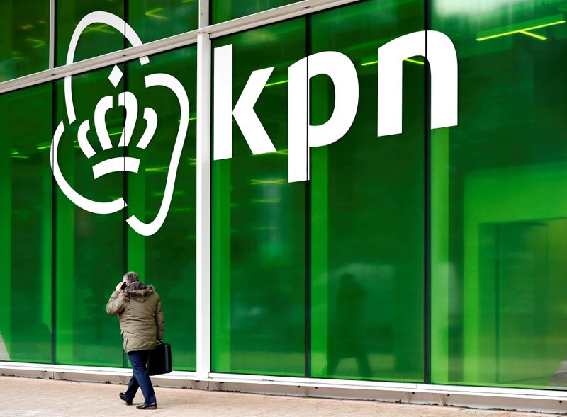 FILE PHOTO: KPN logo is seen at its headquarters in Rotterdam