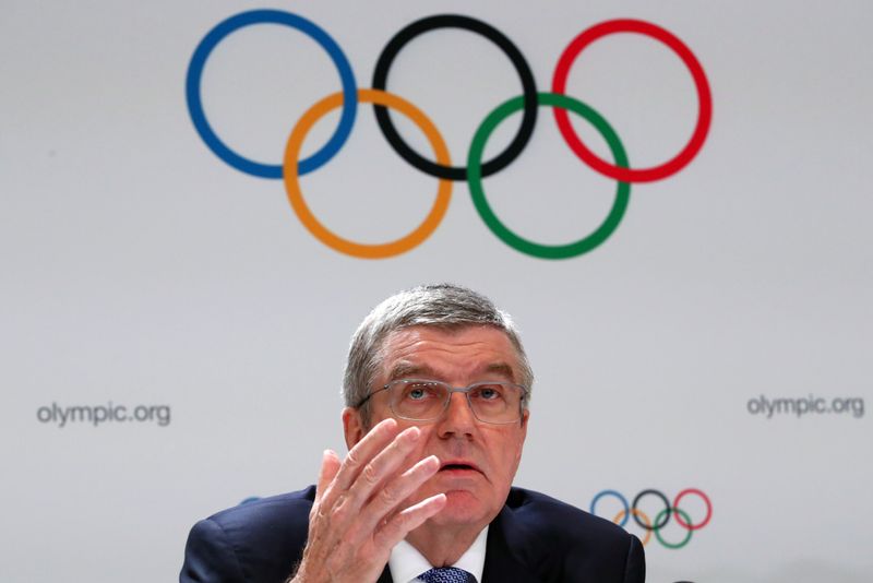 FILE PHOTO: Bach President of the IOC attends a news conference after the 135th Session in Lausanne