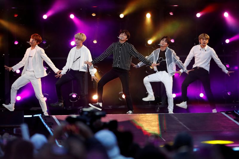 FILE PHOTO: Tomorrow X Together (TXT) perform at the iHeartRadio Wango Tango concert in Carson