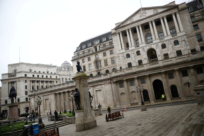 FILE PHOTO: A general view of The Bank of England and the Royal Exchange