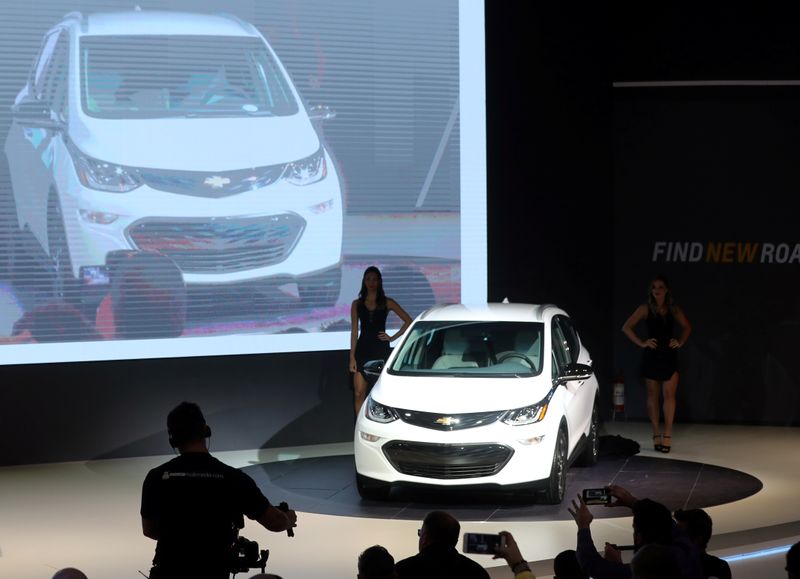 FILE PHOTO: Chevrolet Bolt EV is pictured during the media day of the Salao do Automovel International Auto Show in Sao Paulo