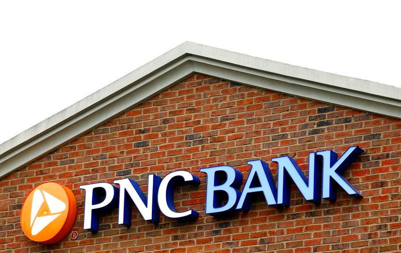The logo above a PNC Bank is shown in Charlotte