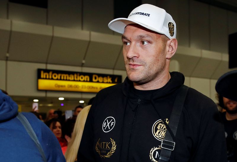 WBC Heavyweight boxing champion Tyson Fury arrives at Manchester Airport, in Manchester