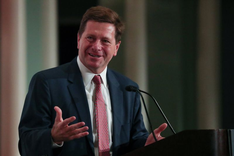 FILE PHOTO: Jay Clayton, Chairman of the U.S. Securities and Exchange Commission, speaks at the Economic Club of New York luncheon in New York City