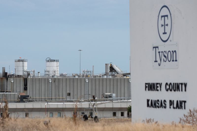 FILE PHOTO: Tyson Fresh Meats processing plant is seen three days after a fire heavily damaged the facility in the Finney County town of Holcomb