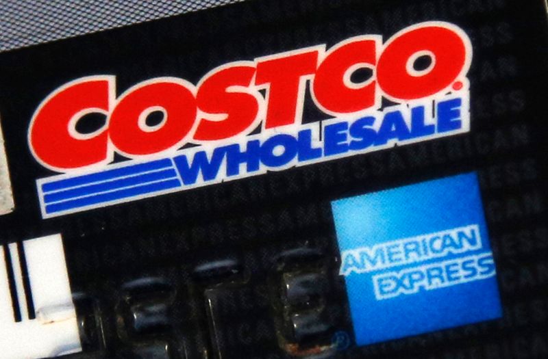 Photo of the rear of a Costco membership card /American Express credit card
