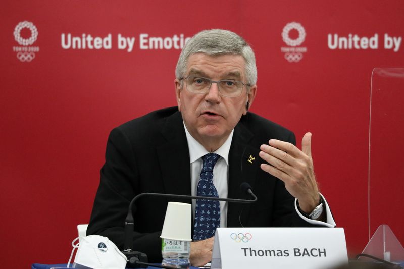 Joint news conference between Bach and Mori in Tokyo