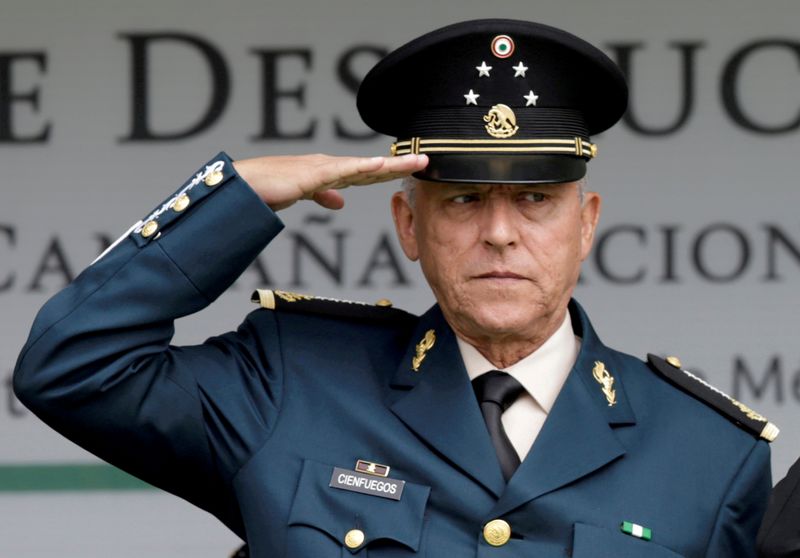 FILE PHOTO: Mexico's former Defense Minister General Salvador Cienfuegos attends an event at a military zone in Mexico City