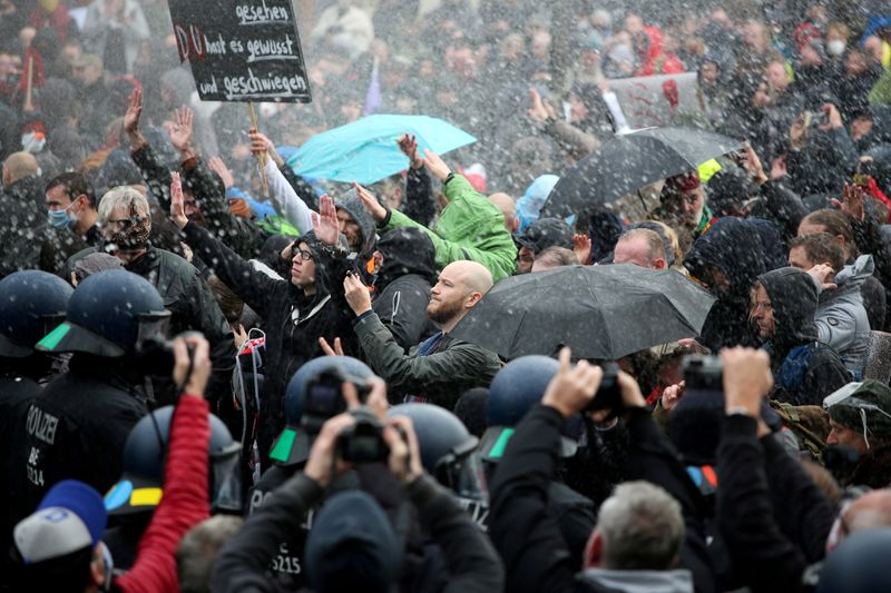 Protest against the government's coronavirus disease (COVID-19) restrictions in Berlin