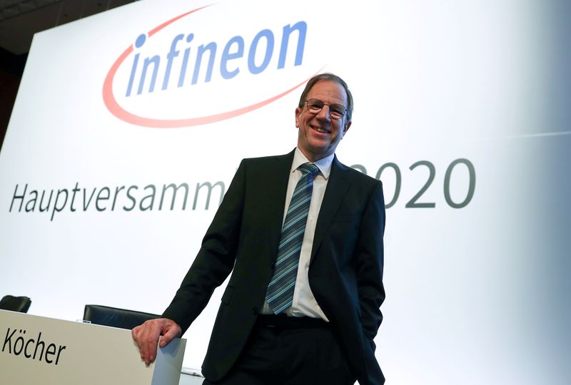 FILE PHOTO: Ploss, CEO of German semiconductor manufacturer Infineon poses before the company's annual shareholder meeting in Munich