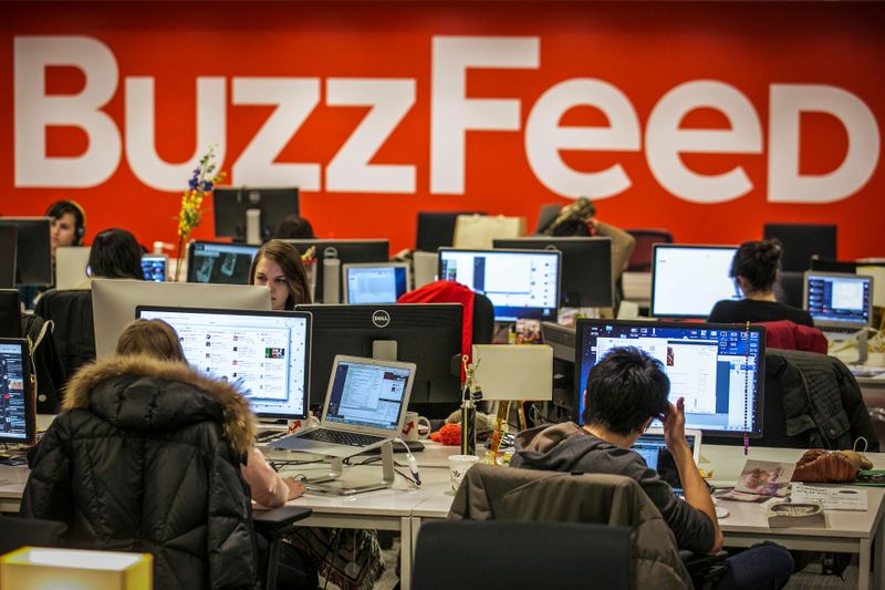Buzzfeed employees work at the company's headquarters in New York