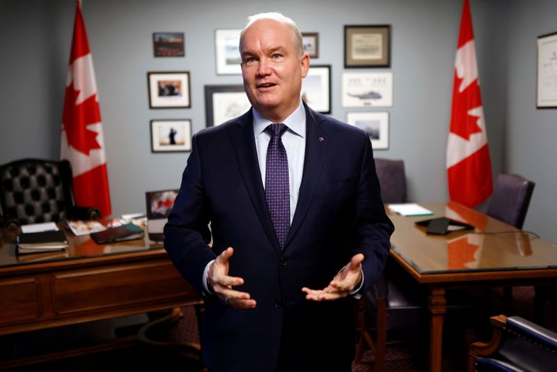 Canada's Conservative Party leader Erin O'Toole is seen at Parliament Hill in Ottawa