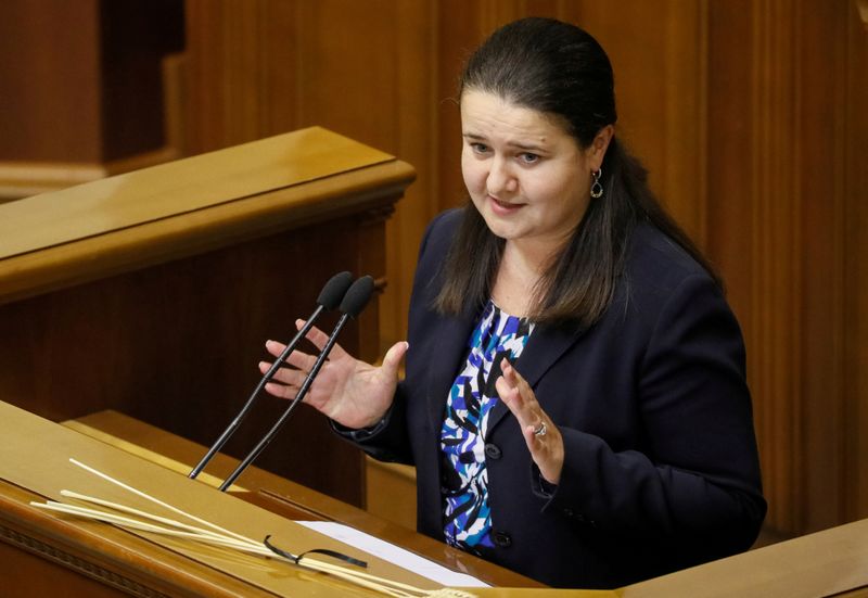 FILE PHOTO: Newly-appointed Ukrainian Finance Minister Oksana Markarova attends a parliament session in Kiev