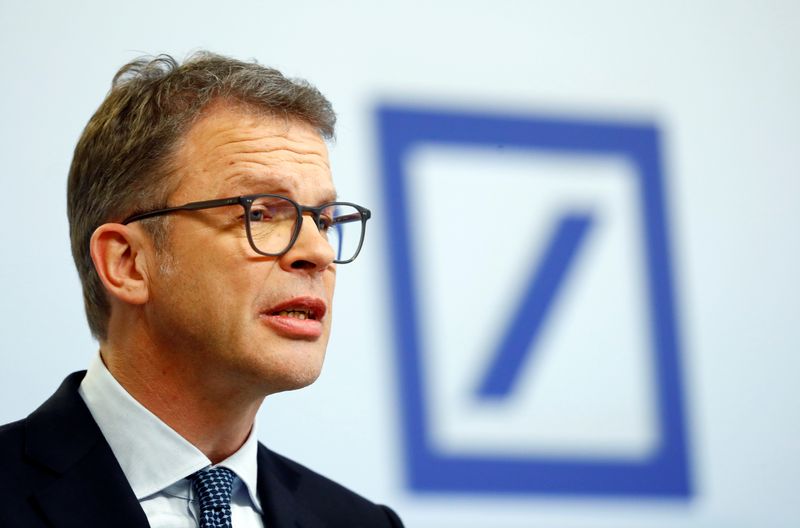 Christian Sewing, CEO of Deutsche Bank AG, addresses the media during the bank's annual news conference in Frankfurt