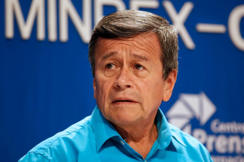 FILE PHOTO: Pablo Beltran, representative of the delegation of the ELN, looks on during a news conference in Havana