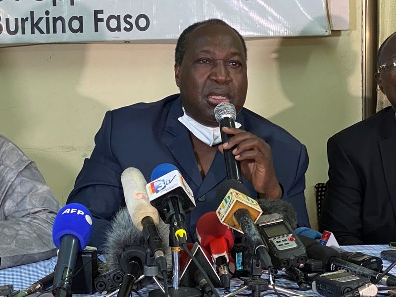Opposition leader and presidential candidate Zephirin Diabre holds a news conference ahead of the presidential and legislative elections, in Ouagadougou,