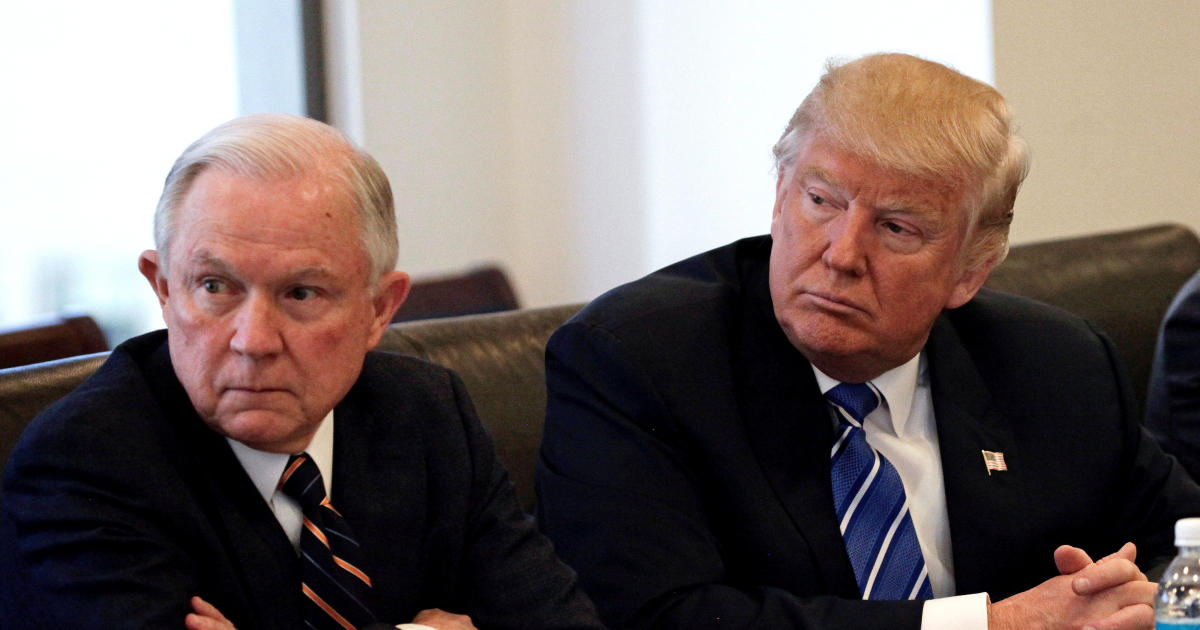 Donald Trump sits with Jeff Sessions at Trump Tower in Manhattan New York