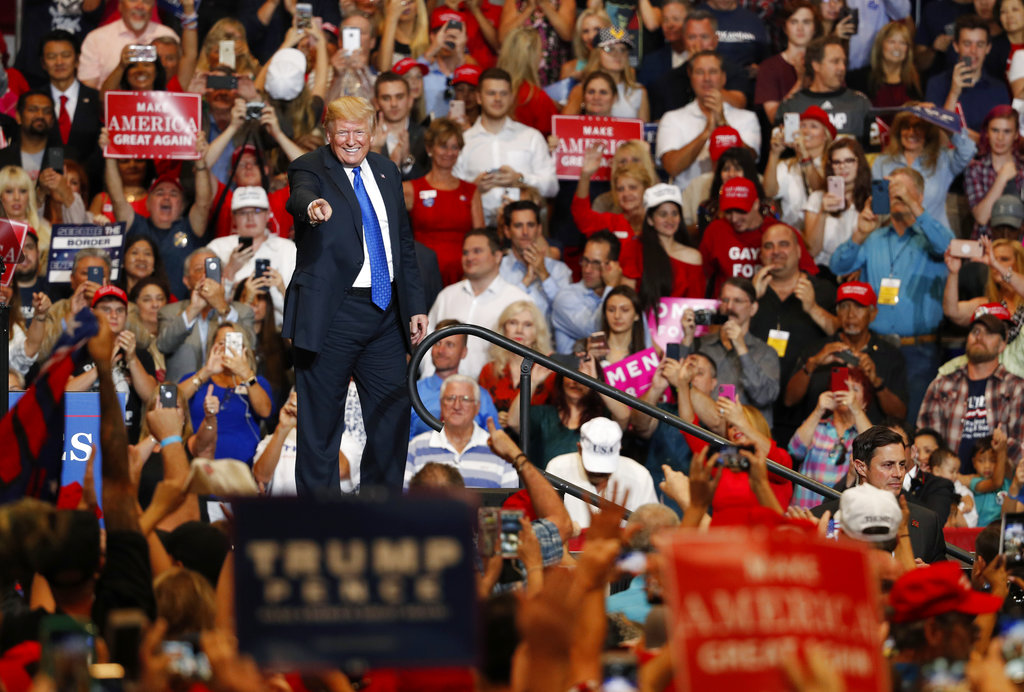 President Donald Trump speaks during a campaign rally Thursday Sept. 20 2018 in Las Vegas