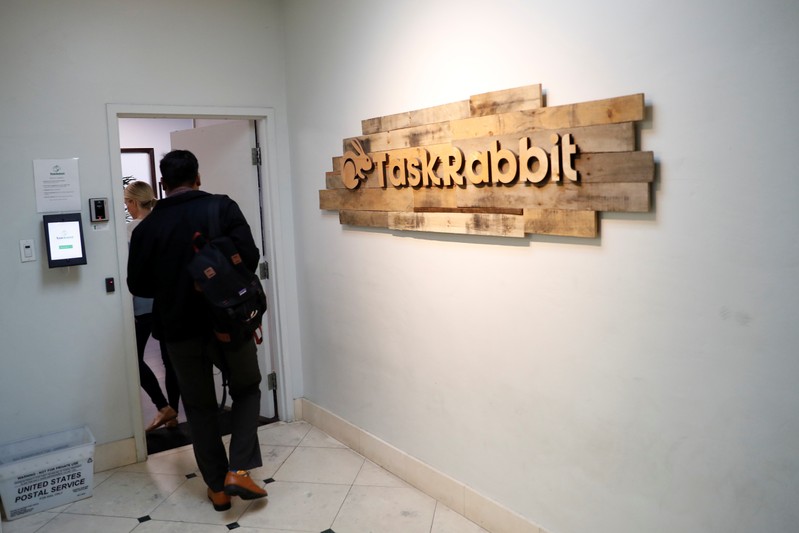 Workers enter the TaskRabbit office in San Francisco, California