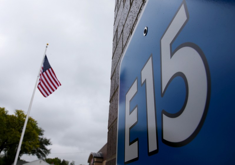 FILE PHOTO: A sign advertising E15, a gasoline with 15 percent of ethanol, is seen at a gas station in Clive
