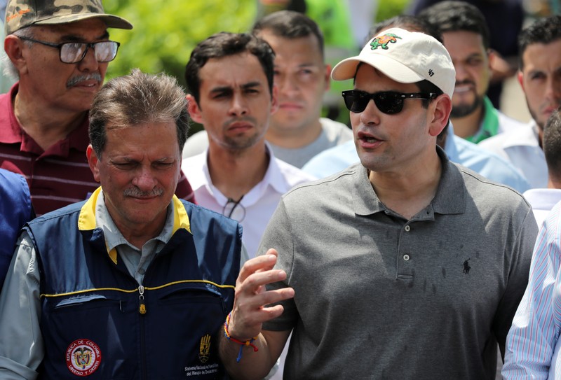 U.S. Senator Marco Rubio visits the Colombia-Venezuela border at the Simon Bolivar International Bridge on the outskirts of Cucuta