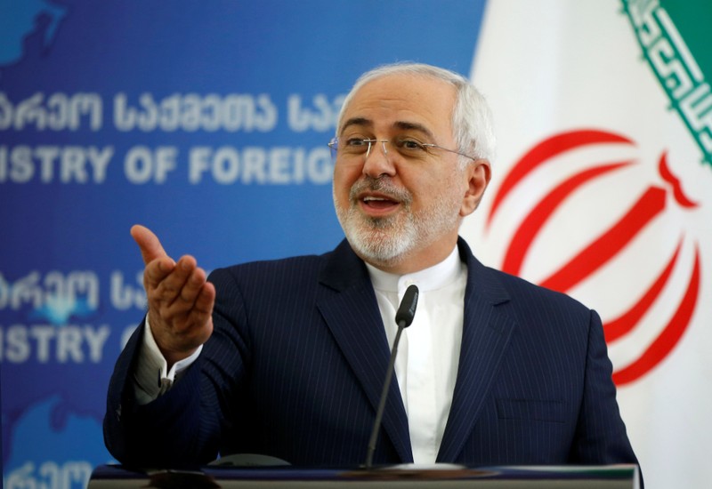 Iranian Foreign Minister Zarif speaks to media in Tbilisi