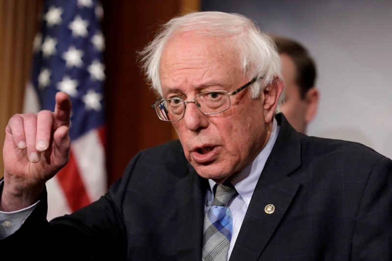 FILE PHOTO: Senator Bernie Sanders speaks during a news conference on Yemen resolution