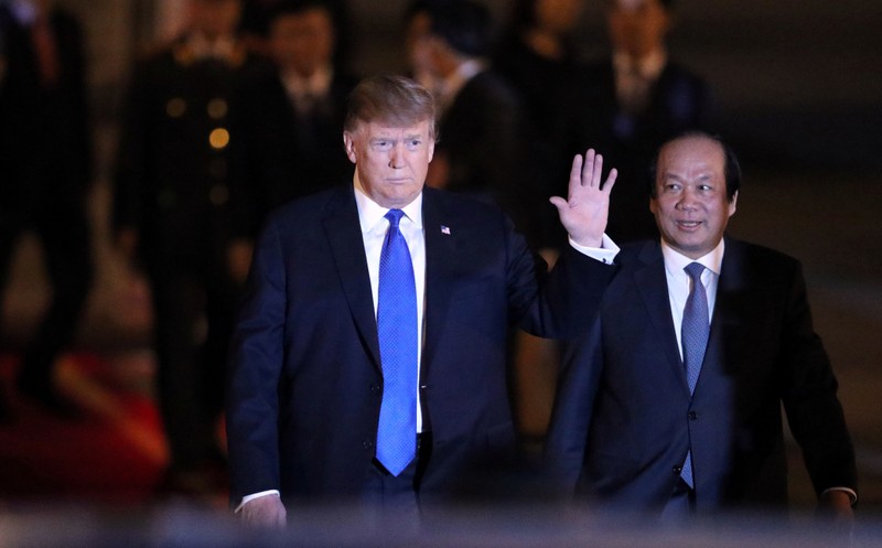 U.S. President Donald Trump arrives at Noi Bai Airport for the US-DPRK summit in Hanoi