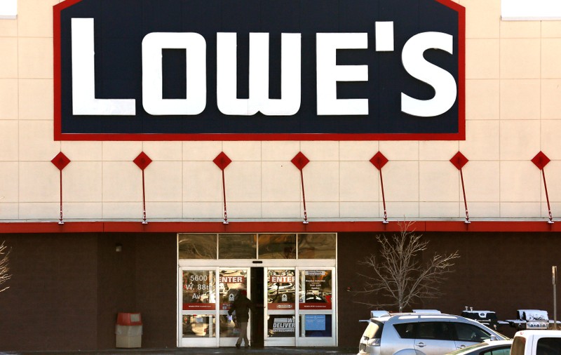 A view of the sign outside the Lowes store in Westminster