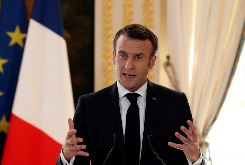 French President Emmanuel Macron meets his Iraqi counterpart Barham Salih in Paris