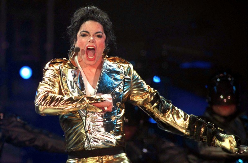 American pop star Michael Jackson performs on stage during a concert at Moscow's Dinamo stadium.
