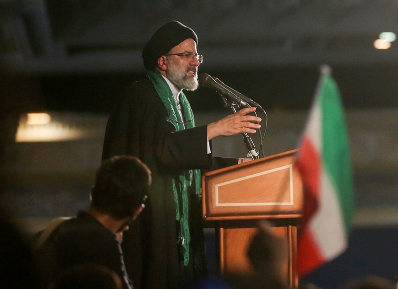 FILE PHOTO: Iranian Presidential candidate Ebrahim Raisi speaks during a campaign meeting at the Mosalla mosque in Tehran