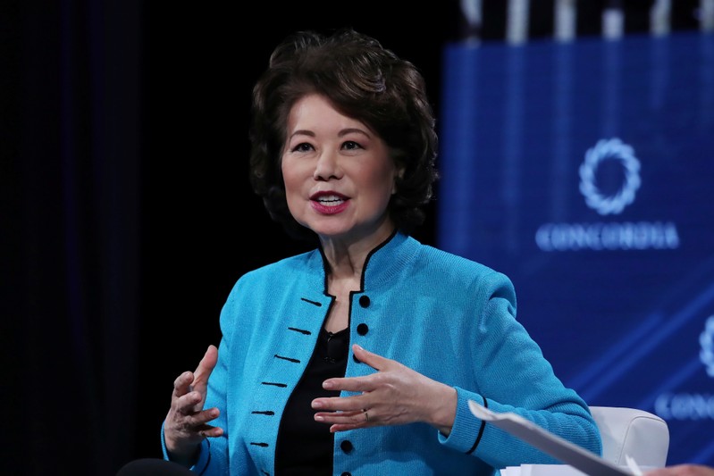 FILE PHOTO: U.S. Transportation Secretary Elaine Chao speaks at the Concordia Summit in Manhattan, New York