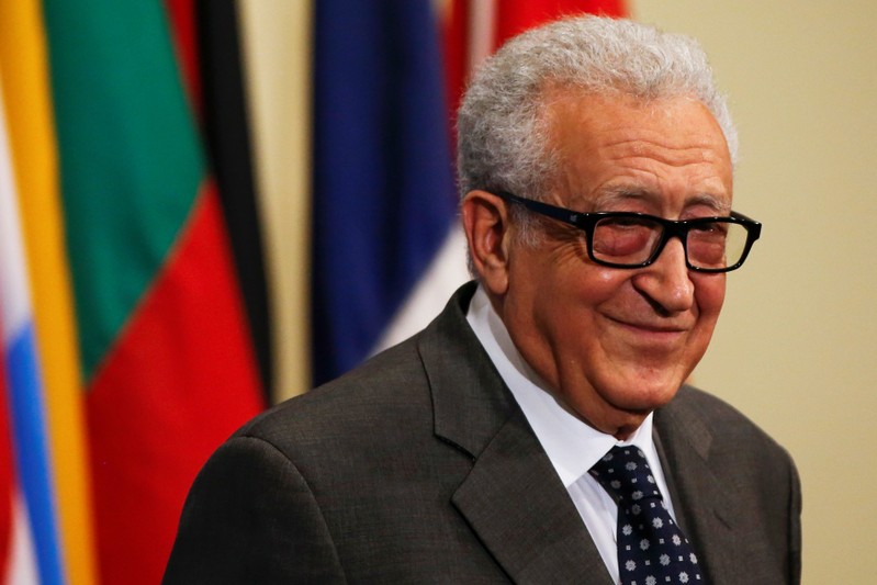 FILE PHOTO: UN-Arab League Envoy to Syria Lakhdar Brahimi speaks to the media after Security Council consultations at the United Nations headquarters in New York