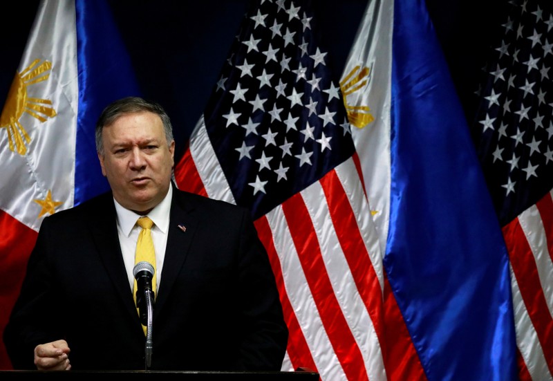 U.S. Secretary of State Mike Pompeo speaks to the media at the Department of Foreign Affairs in Pasay City