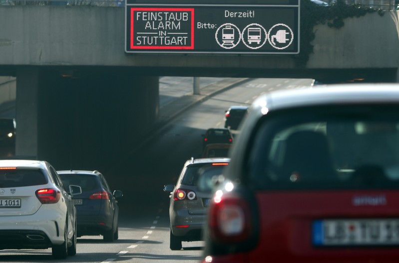 Fine-particulate alarm is seen in downtown Stuttgart