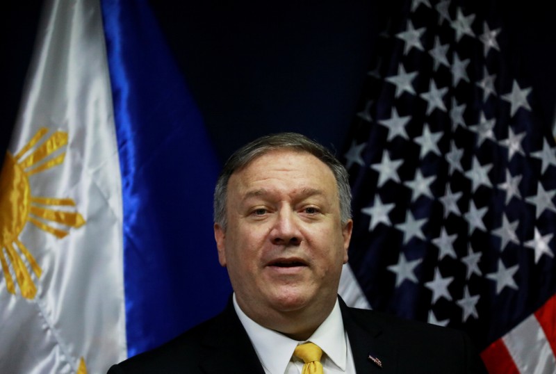 U.S. Secretary of State Mike Pompeo speaks to the media at the Department of Foreign Affairs in Pasay City