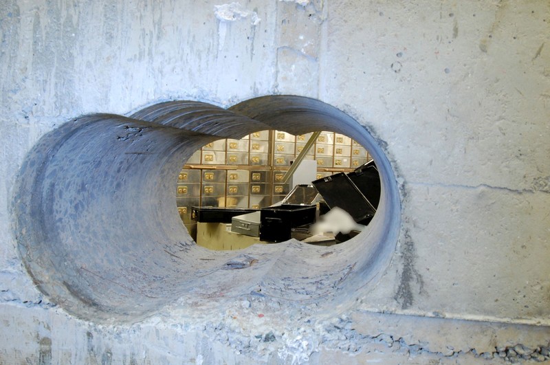 FILE PHOTO: Handout photo of the hole that robbers drilled through the concrete vault during the Hatton Garden heist in London