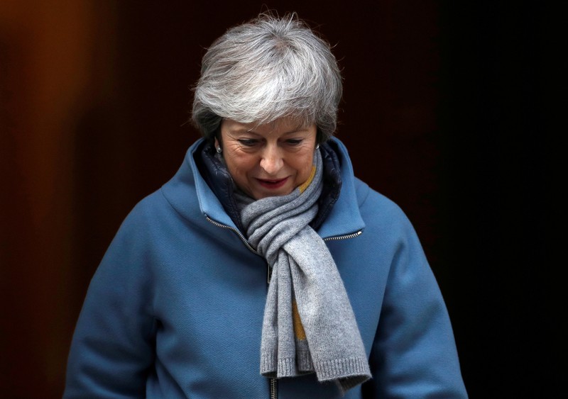 FILE PHOTO: Britain's Prime Minister Theresa May is seen outside Downing Street in London